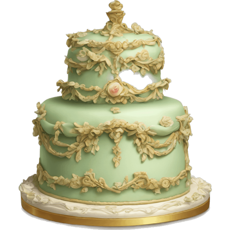 highly detailed sage rococo cake emoji