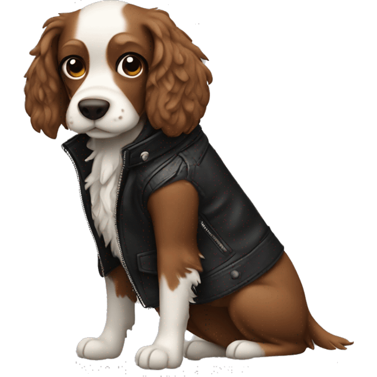 Spaniel wearing a leather jacket emoji