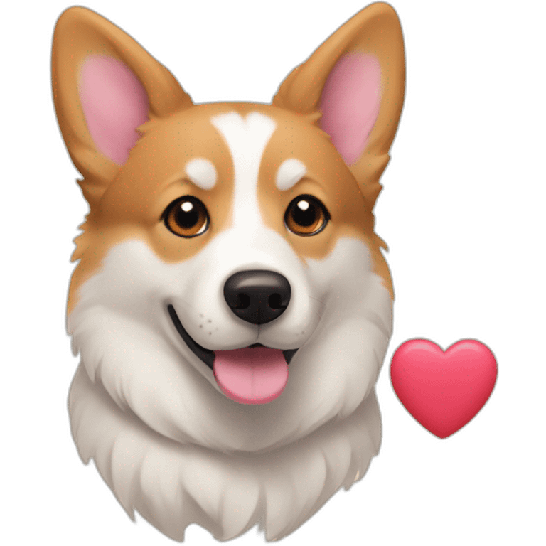 Corgi husky mix with hearts emoji