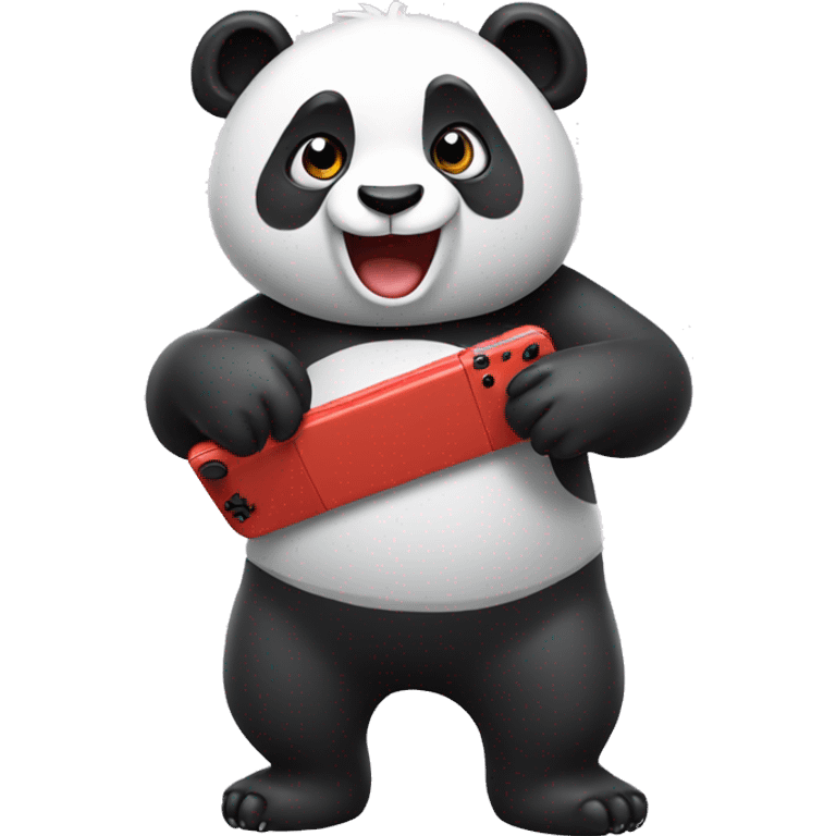 panda playing Nintendo switch emoji