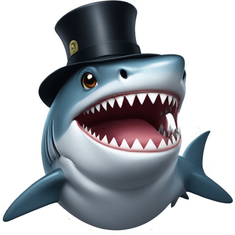 Shark with a top hat emoji