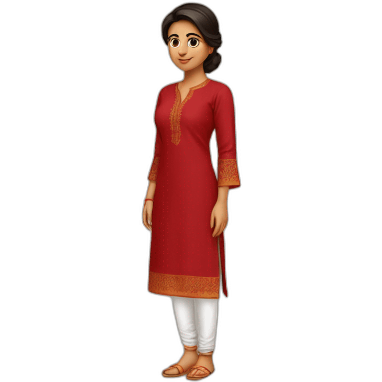 indian girl wearing full sleeve blood red kurti emoji