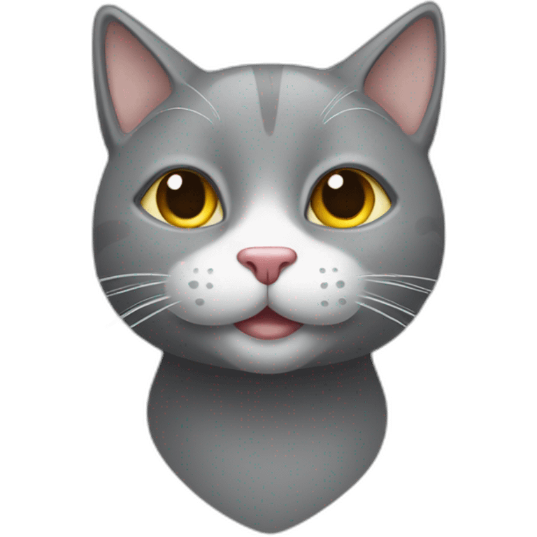 Grey cat with white dot on the nose with the heart shaped nose emoji