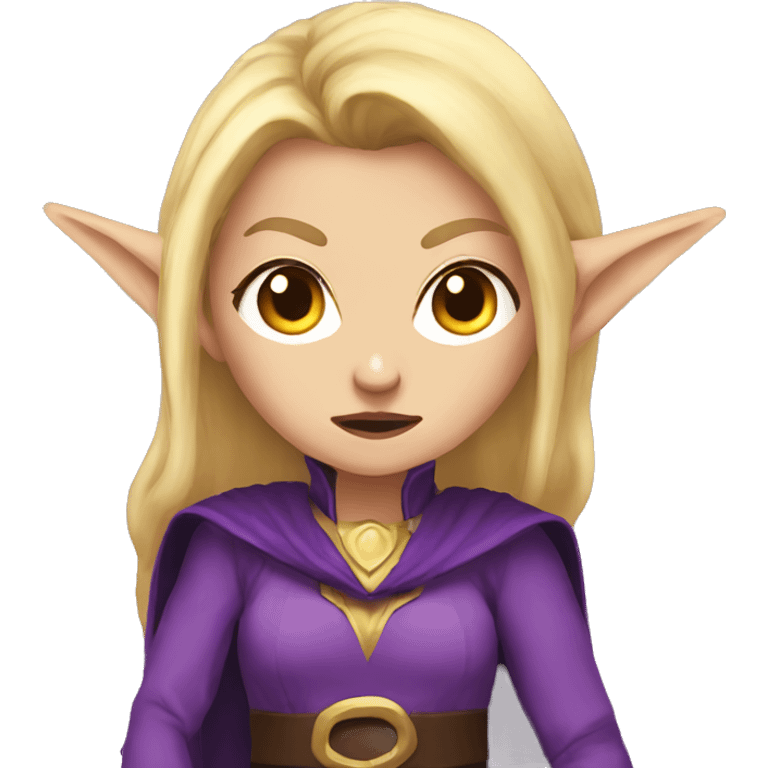 Noble female Elf with Elf ears and blonde hair and purple robes angry emoji