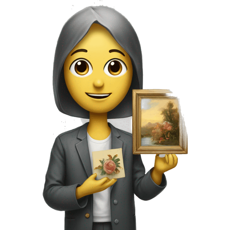 artificial intelligence holding beautiful painting emoji