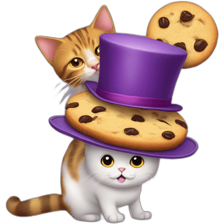 cat-with-a-top-hat-riding-a-purple-cat-riding-a-red-cat-riding-a-yellow-cat-riding-a-giant-cookie emoji