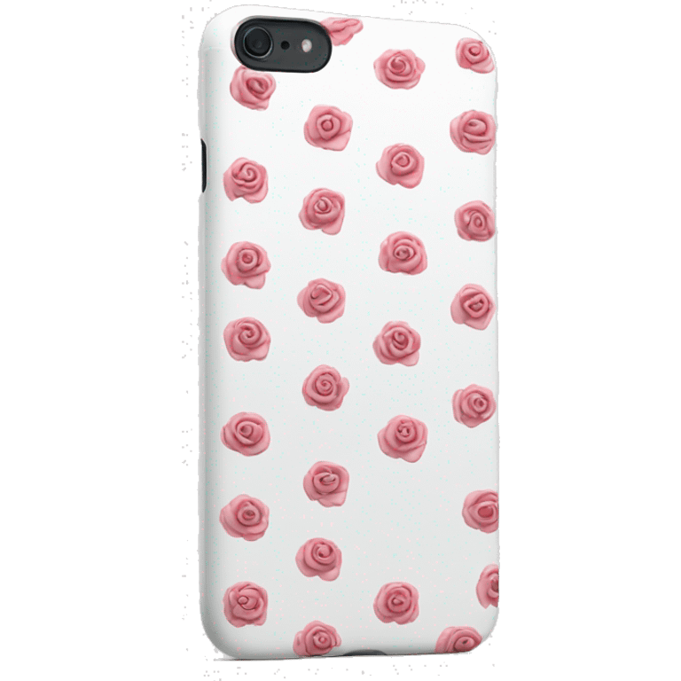 iPhone 16 White with rose case emoji