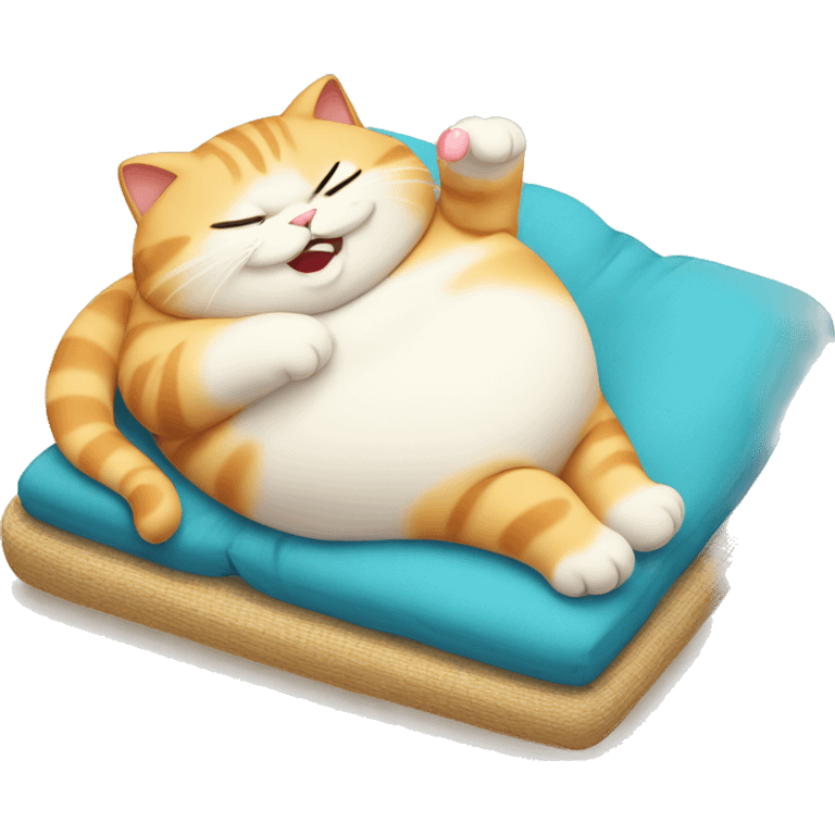 Chubby cat sunbathing  emoji