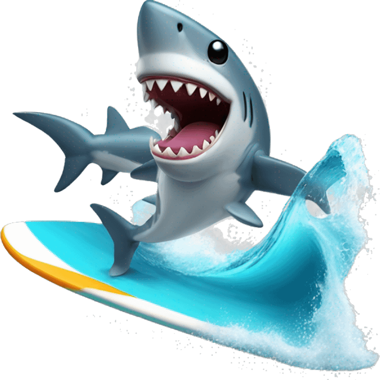 Shark on a surf board  emoji