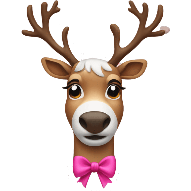 Reindeer with pink bow emoji