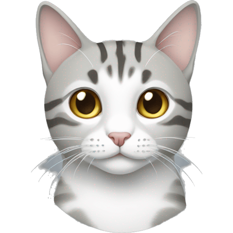 grey and white, centered, tabby cat emoji