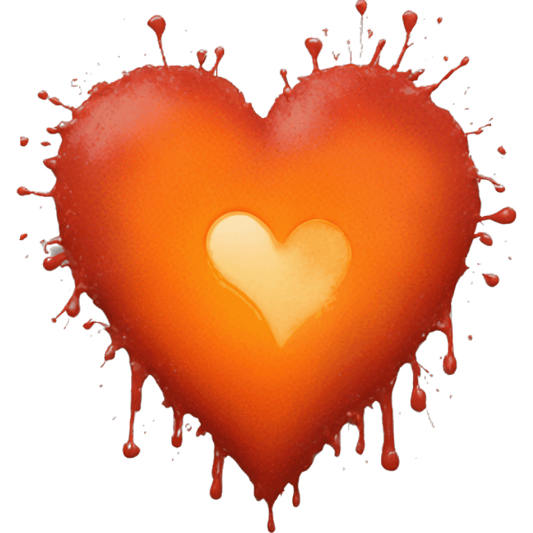 splattered paint heart glowing red-orange warmth emoji