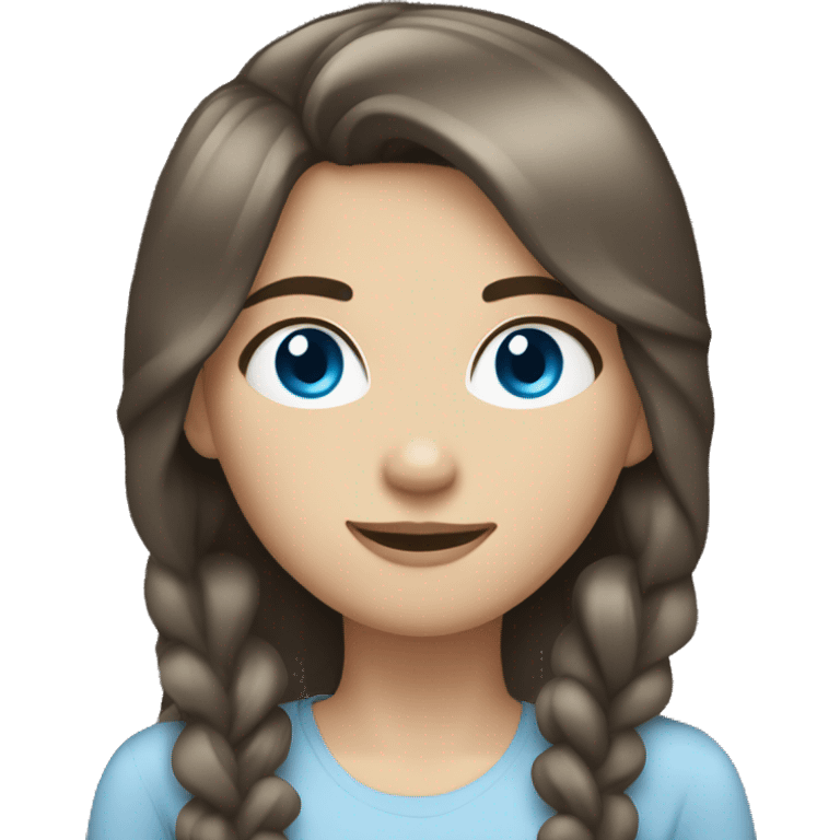 White brunette girl with blue eyes tucking hair behind ear emoji