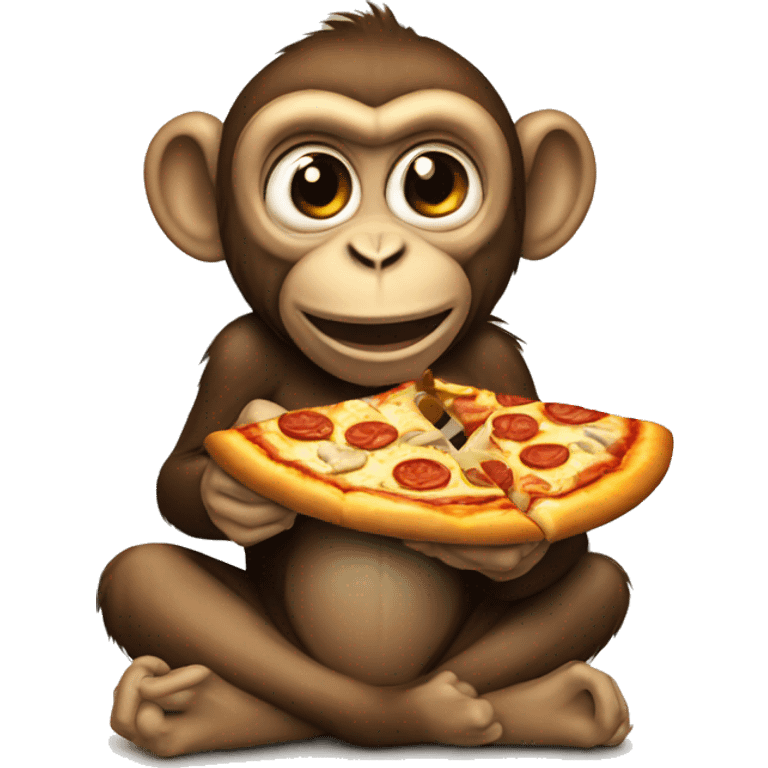 monkey eating pizza emoji