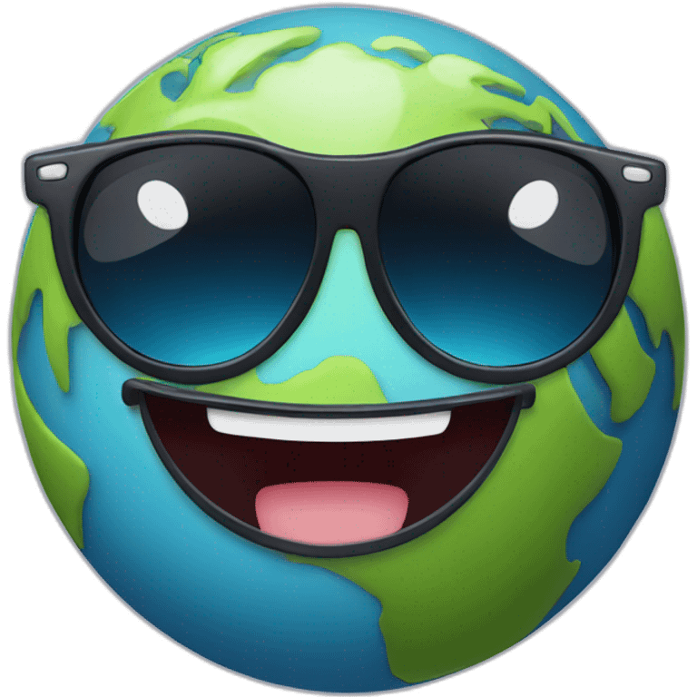 planet Earth with a cartoon smiling spider face with sunglasses emoji