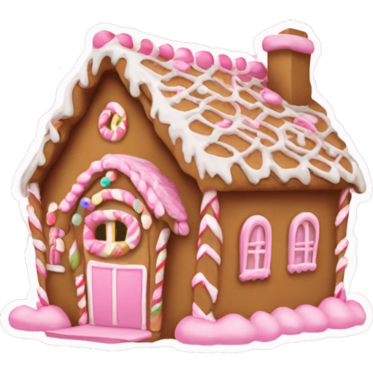 Cute gingerbread house pink emoji