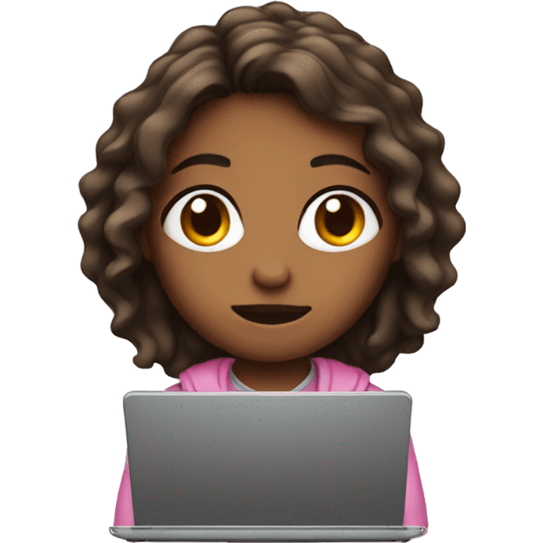 Girl in bad with laptop emoji