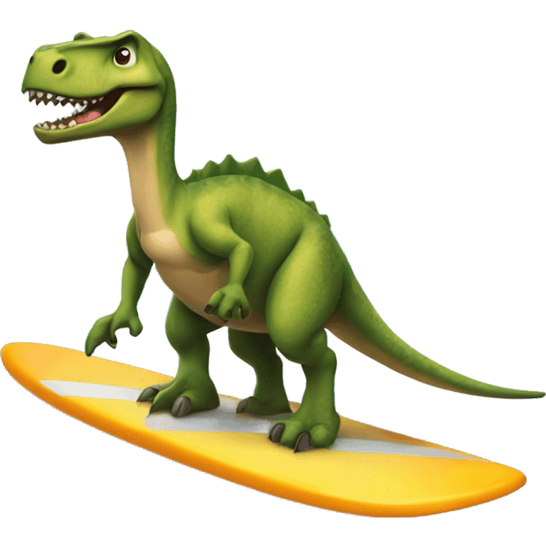 Dinosaurio en una tabla de surf  emoji