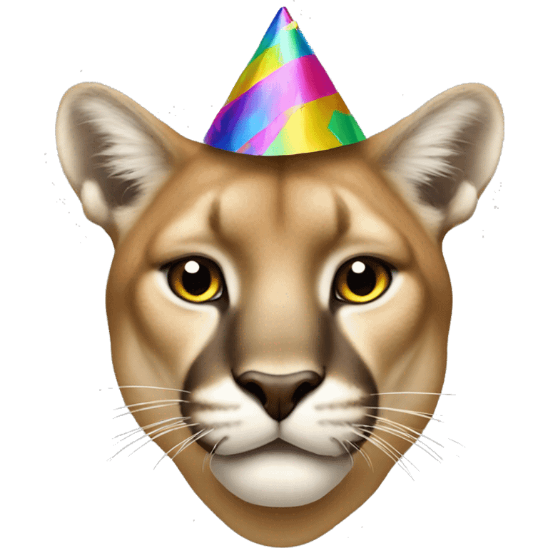 Cougar with party hat  emoji