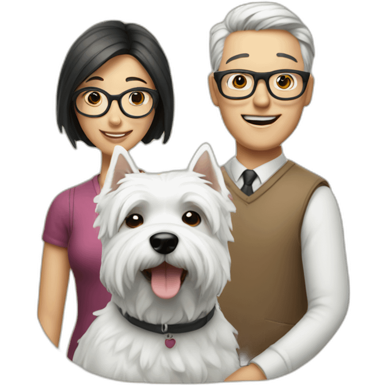 Man with glasses anda woman with a westie dog girl emoji