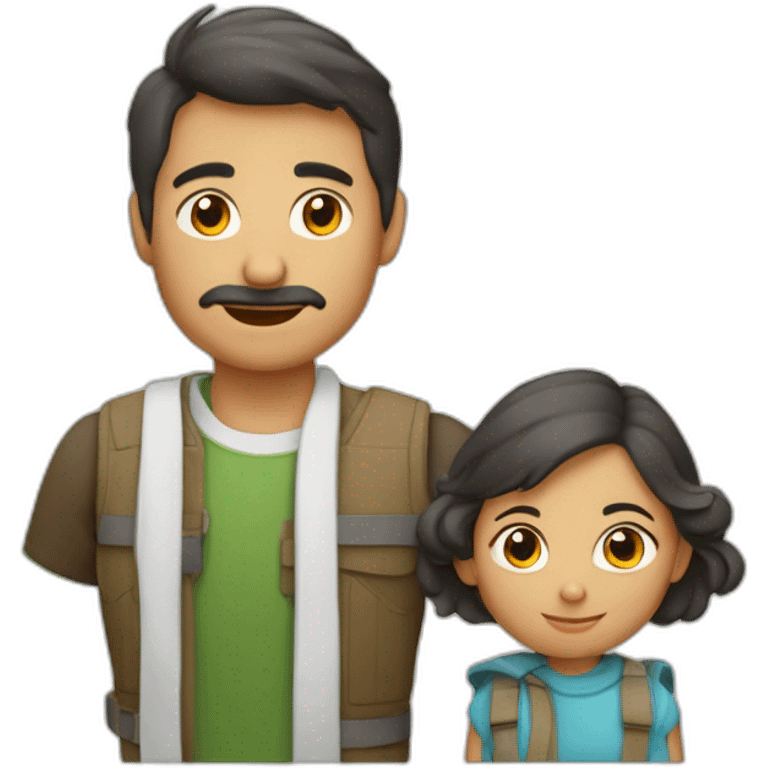 Familia hombre mujer mellizos de 8 años niño y niña emoji