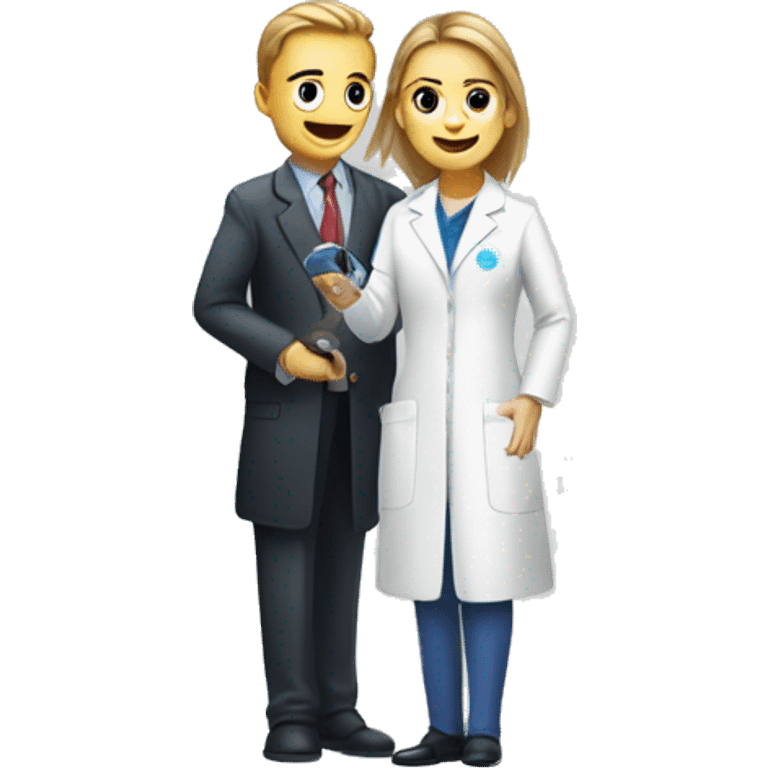 Salesperson visiting a scientist which is doing genome sequencing emoji