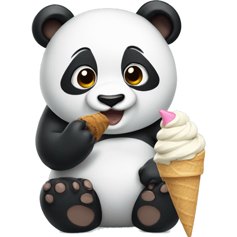 Panda eating ice cream emoji