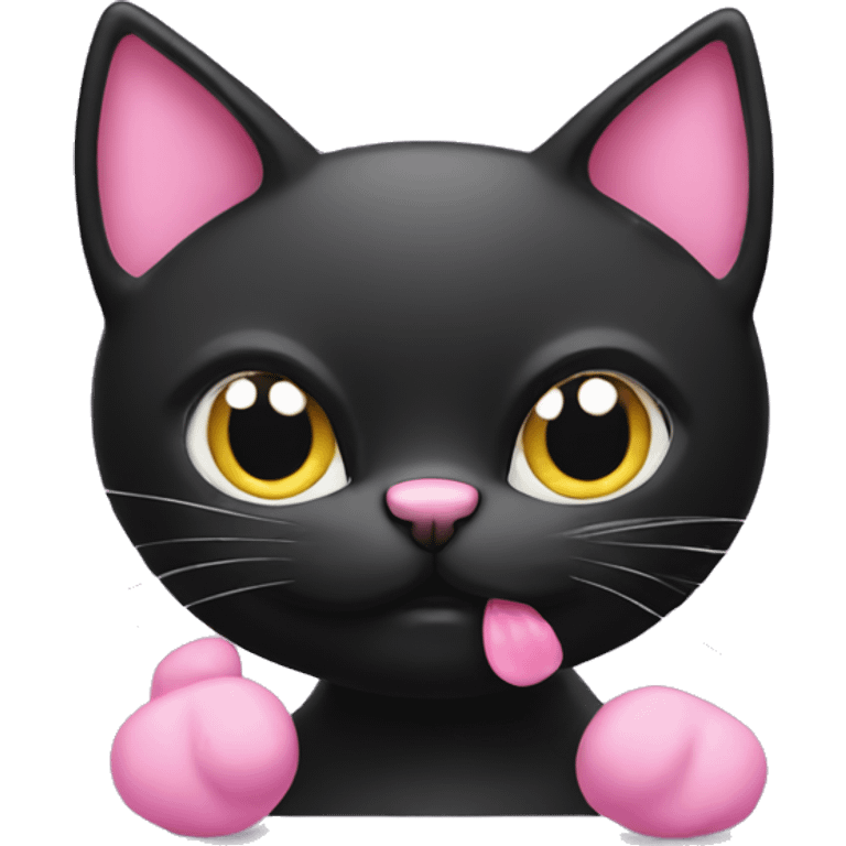 Black cat with pink bolw emoji