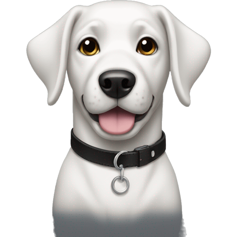 Black and white dog wearing a black collar emoji