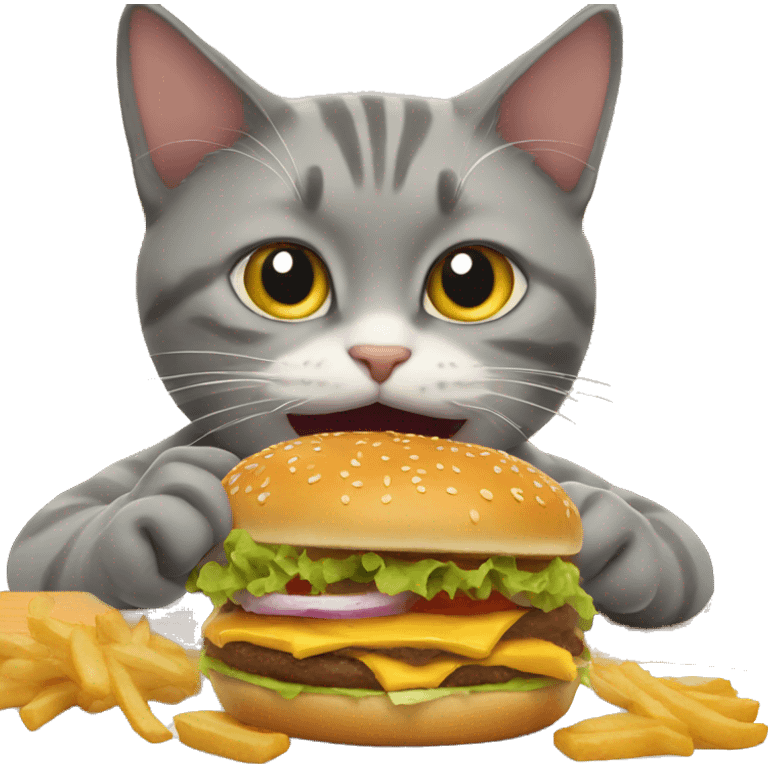 cat eating burger emoji