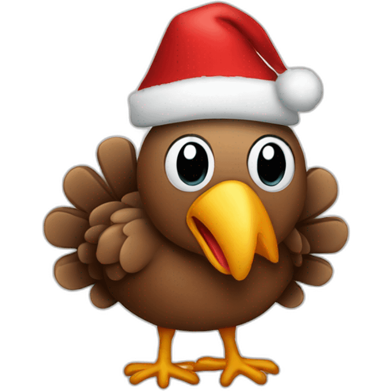 Turkey wearing a Santa hat emoji