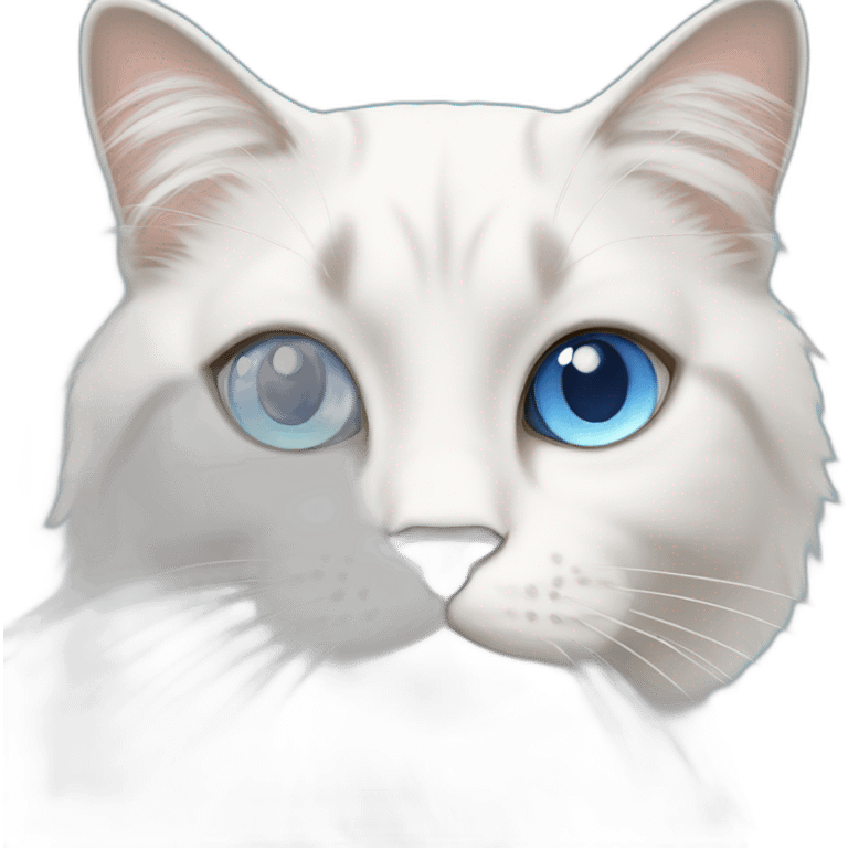 a big white ragdoll cat with blue eyes emoji