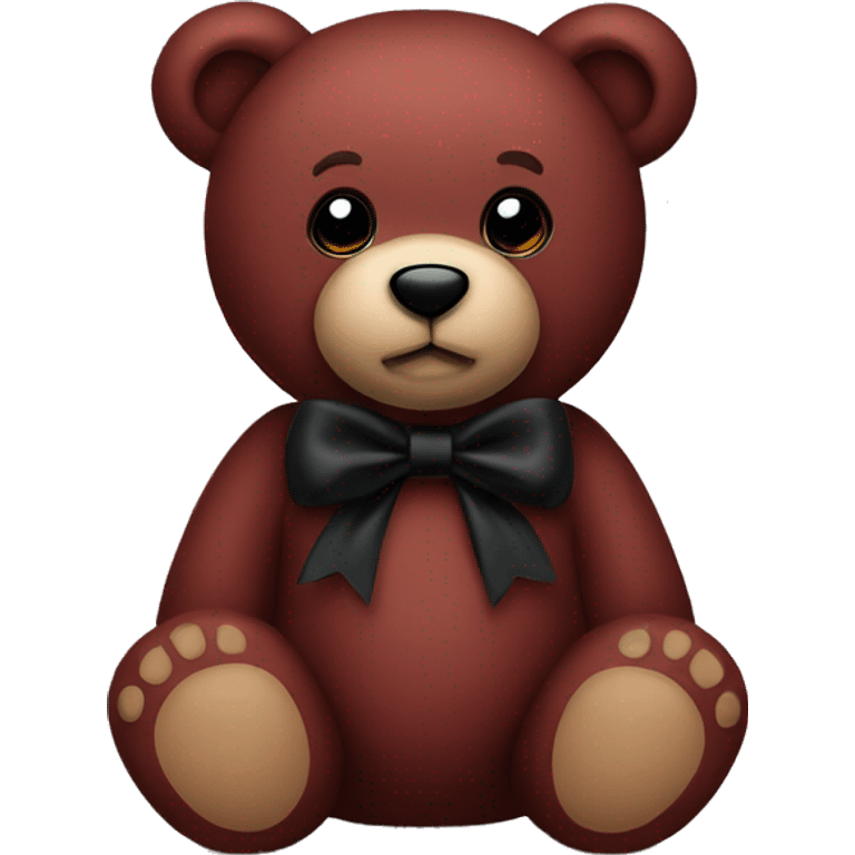 maroon teddy bear with black bow emoji