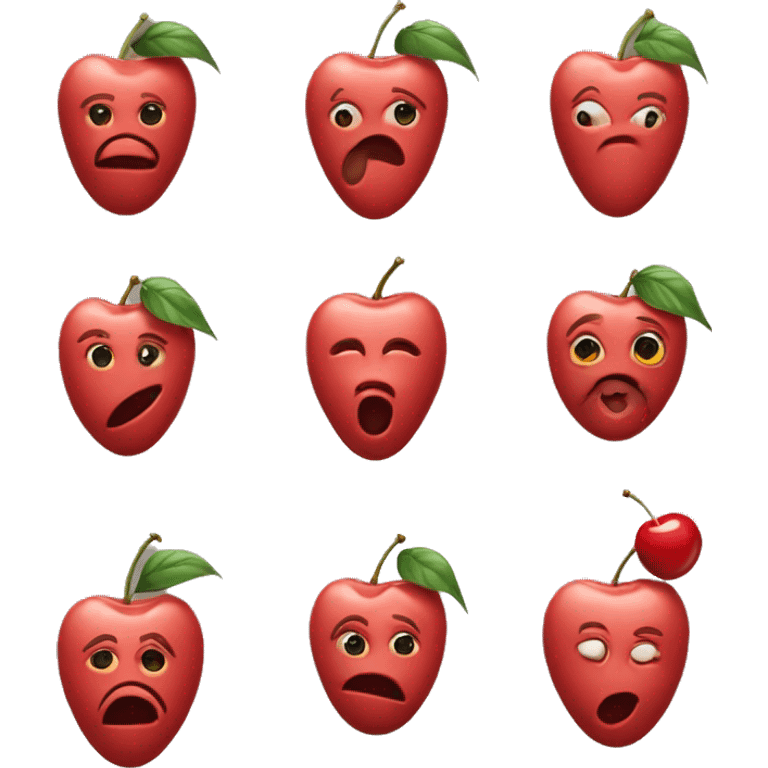 a nose emoji with a face, winking, and tongue out. the nose emoji has a hand and holding a cherry emoji in his hand. emoji