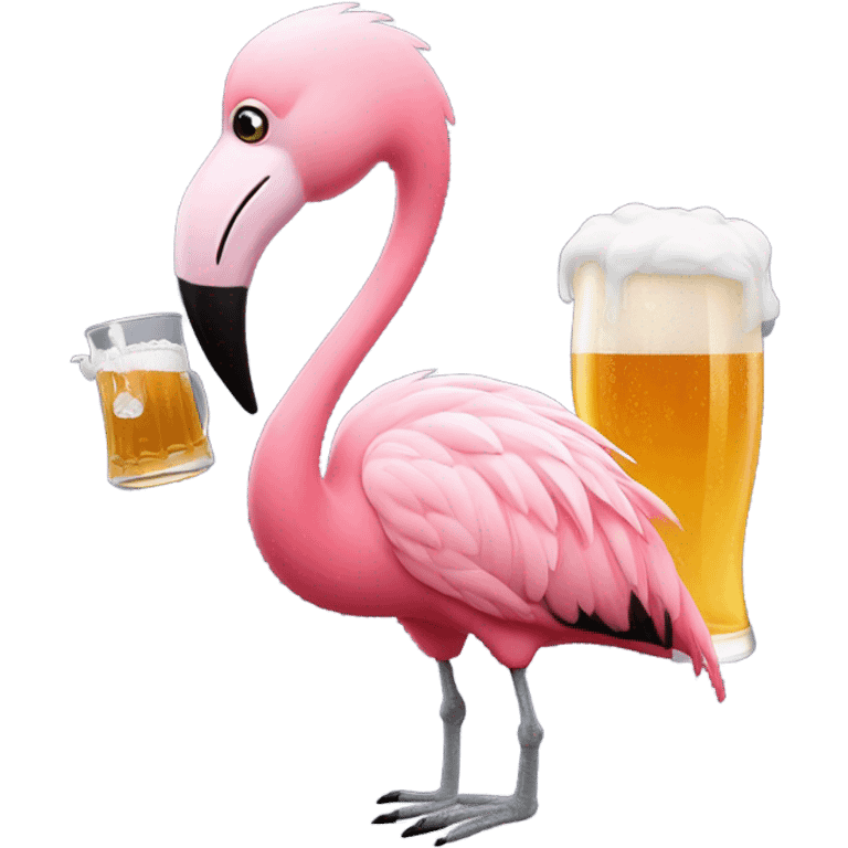 flamingo holding a mug of beer emoji