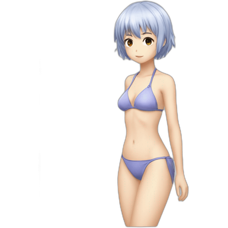 rei ayanami, full body, short hair,  enfant, bikini emoji