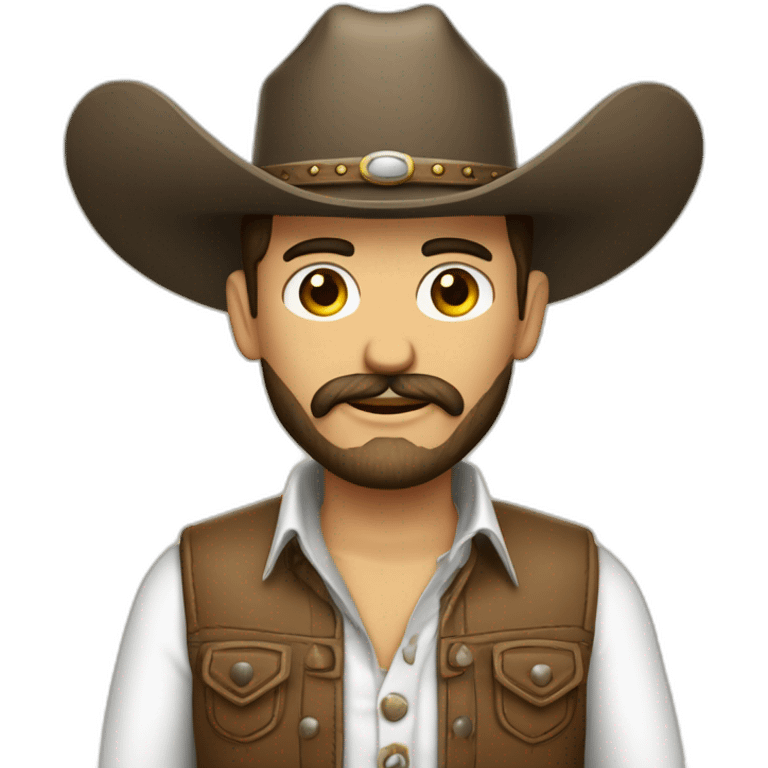 Hombre calvo con sombrero vaquero y barba tupida piel blanca emoji