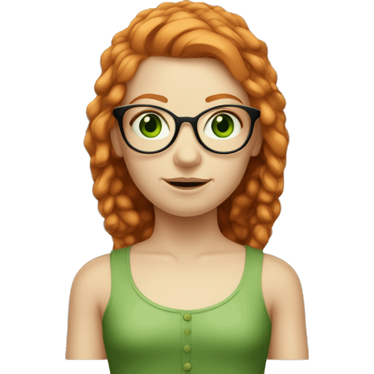 Ginger girl with wire rim glasses and green eyes emoji