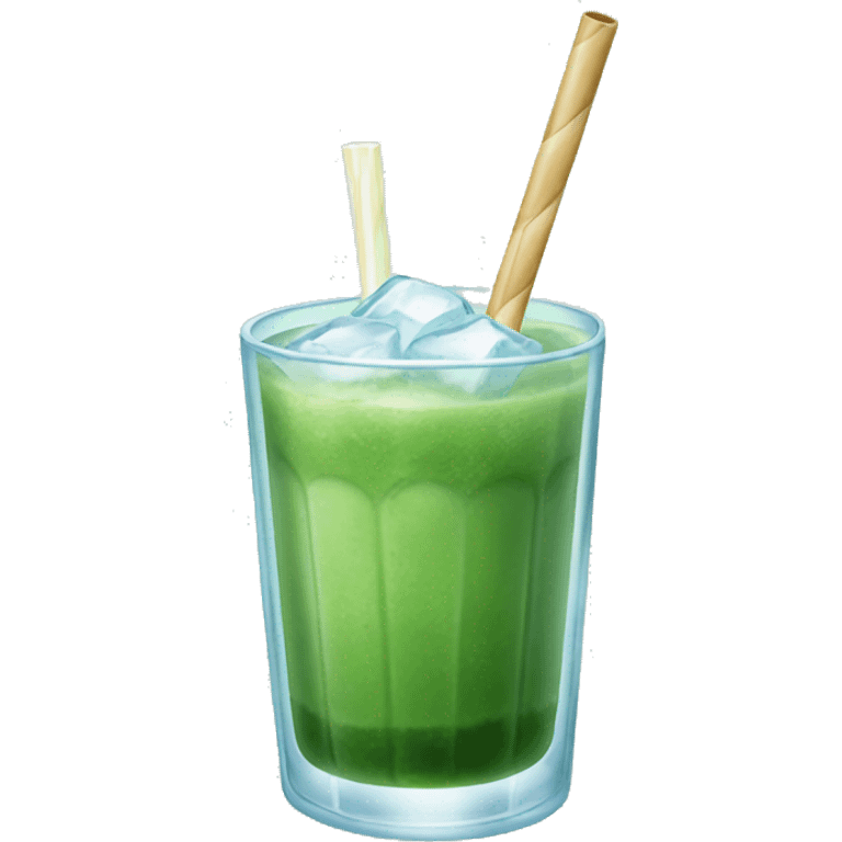 glass of ice matcha with a straw emoji