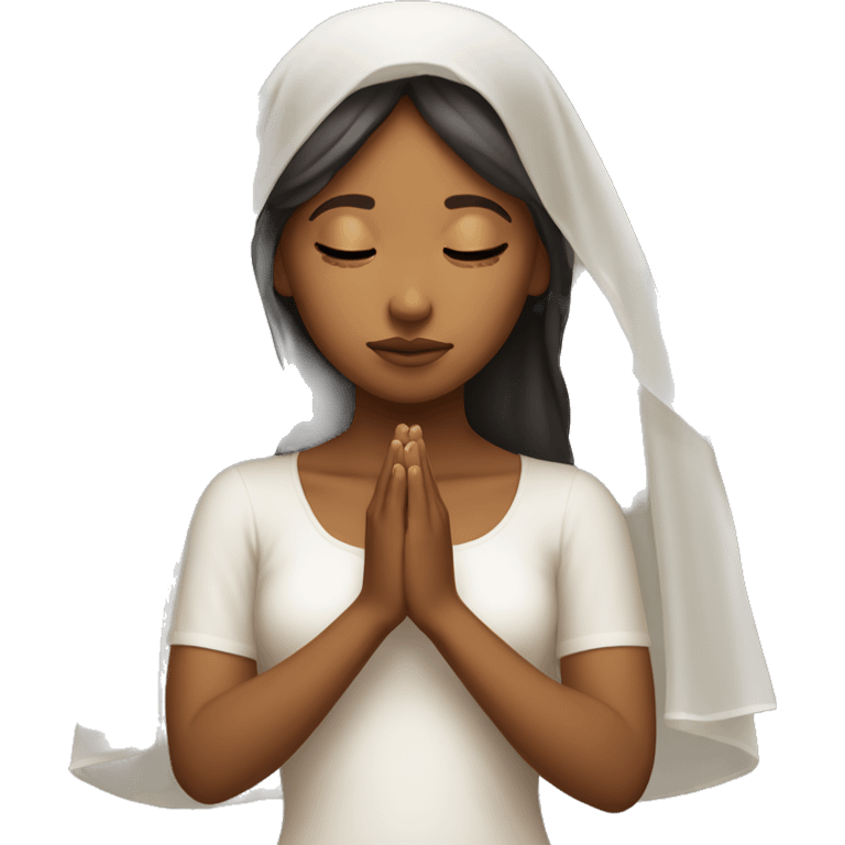 Caramel skin Girl praying for with white veil  emoji