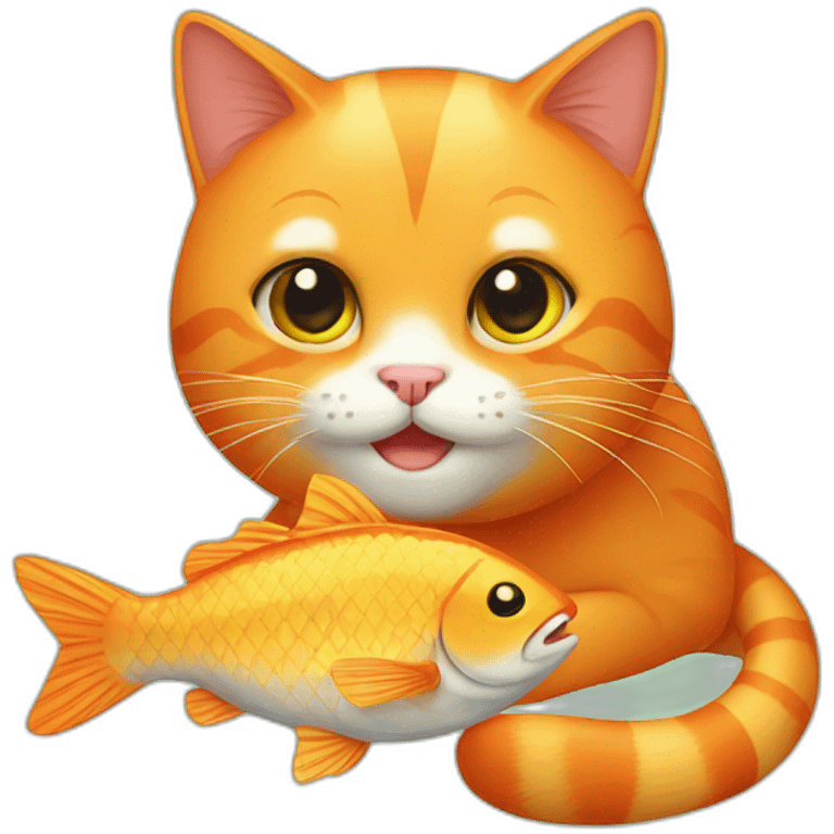 Orange Cat with fish emoji