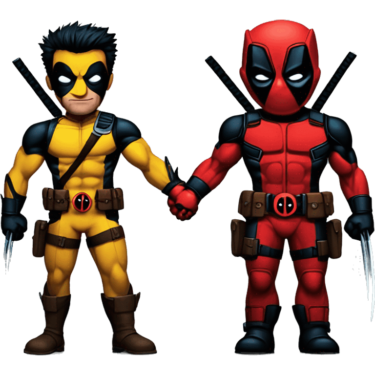 Deadpool and Wolverine holding hands emoji