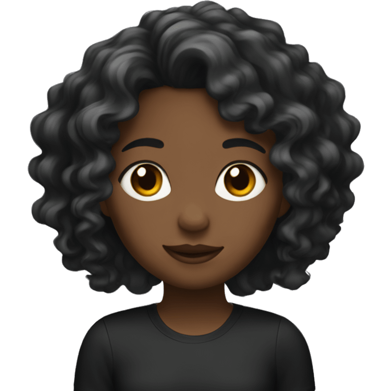 Girl with blak and wavy hair emoji