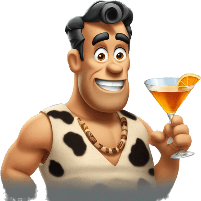 Fred flintstone holding a martini emoji