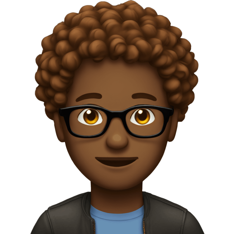 Brown skin black guy with curly ginger hair with glasses emoji