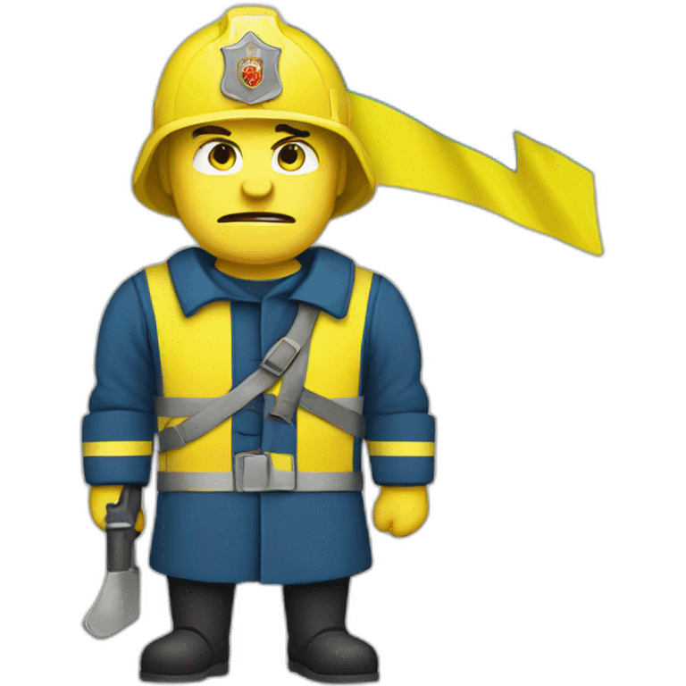 angry Ukrainian fireman with flag of Ukraine emoji