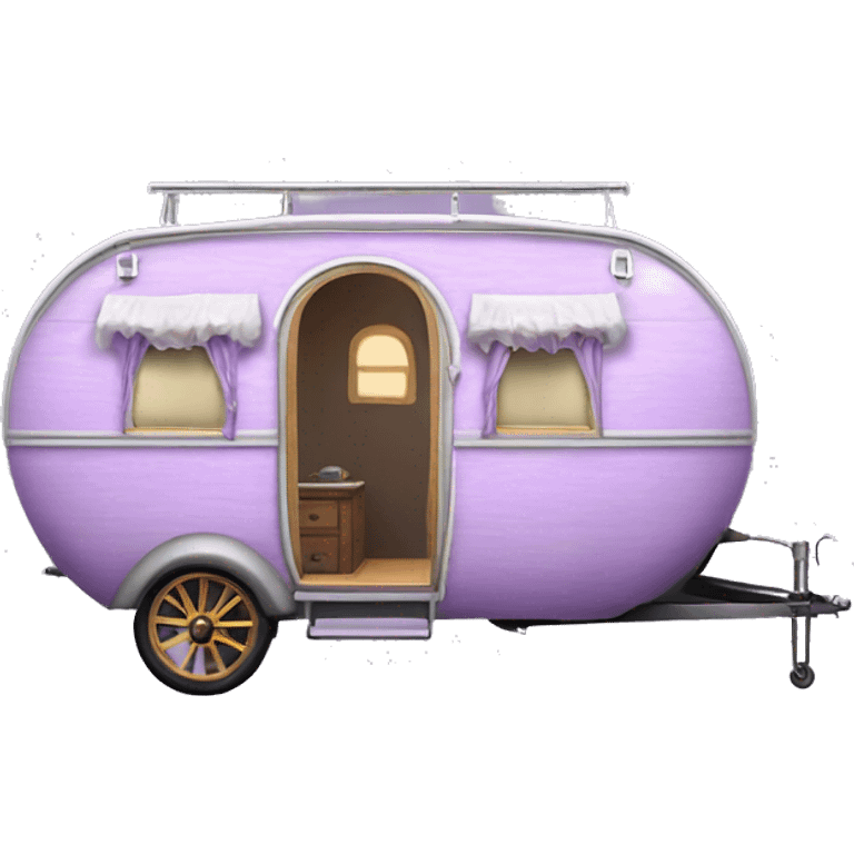 Realistic light purple vintage round gypsy caravan wagon camper emoji