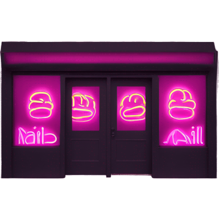 Pink neon sign that says “Abby’s Nail Bar” simple emoji