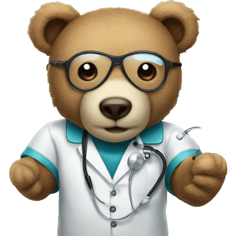 teddy bear with sthetoscope emoji