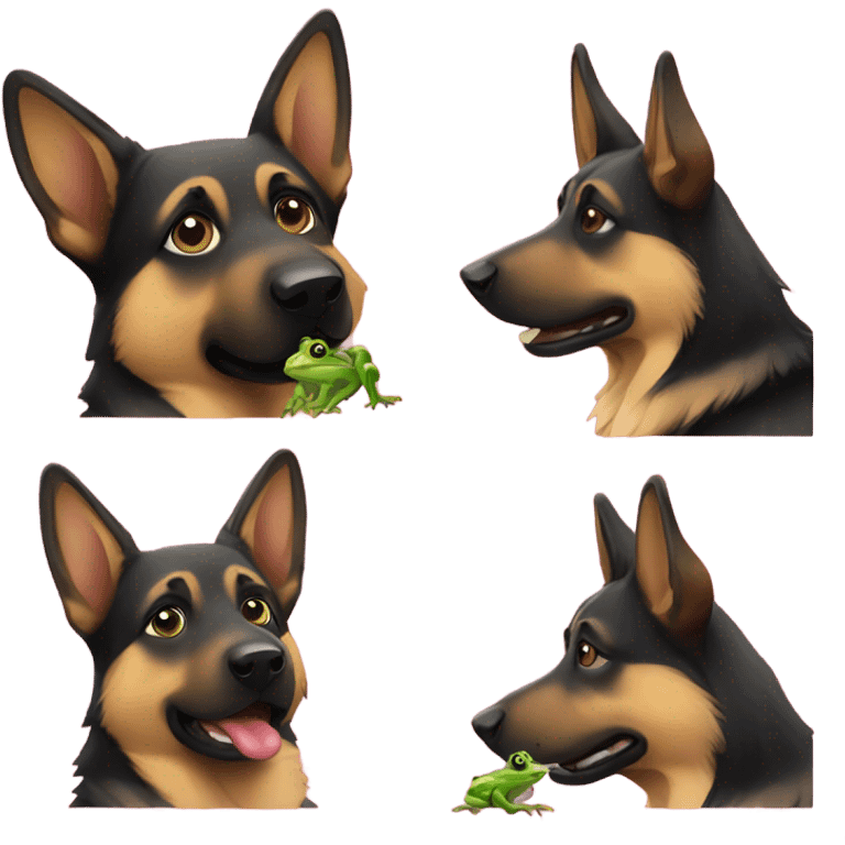 german shepherd with a frog on its gead emoji